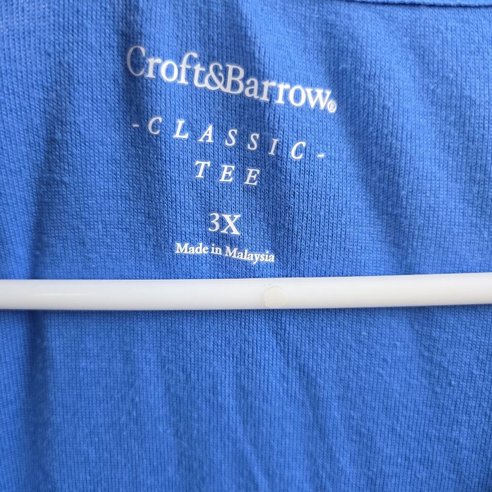 Croft & Barrow Womens Classic Blue Cotton Tee Shirt V-Neck Relaxed Fit Size 3X - Picture 3 of 6